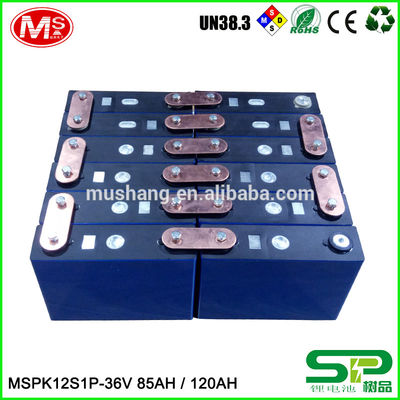중국 High capacity lifePo4 battery MSPK12S1P LiFePO4 battery pack 36V 85AH 120AH For backup power 공장
